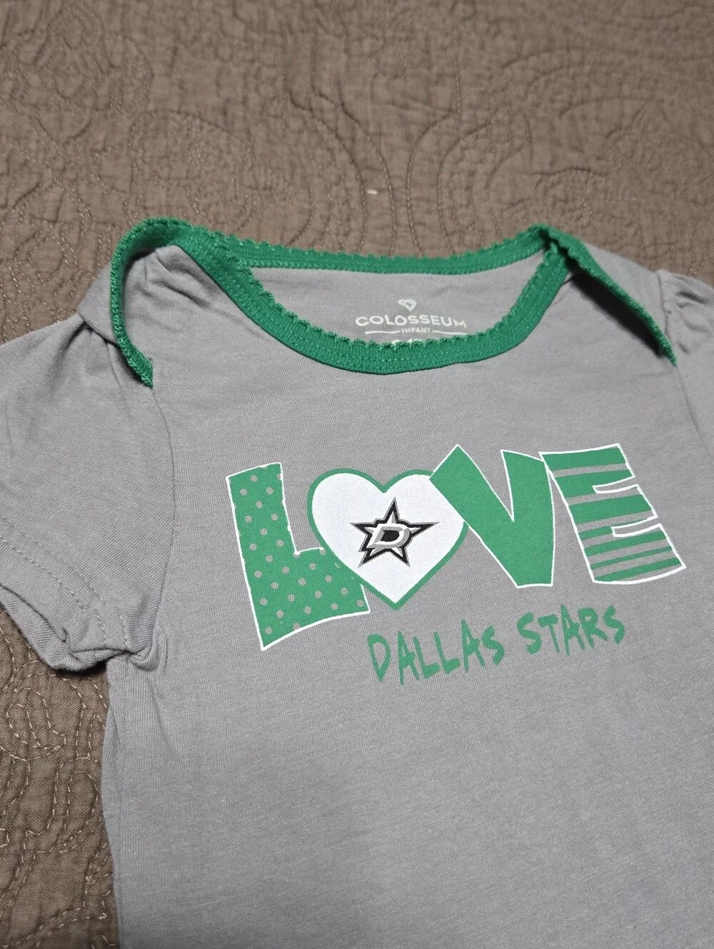 NLH Dallas Stars creeper onesie, baby girl 6m - 12m